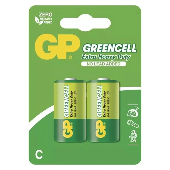 Baterie GP Greencell C, R14, Zn-Cl, 2 ks