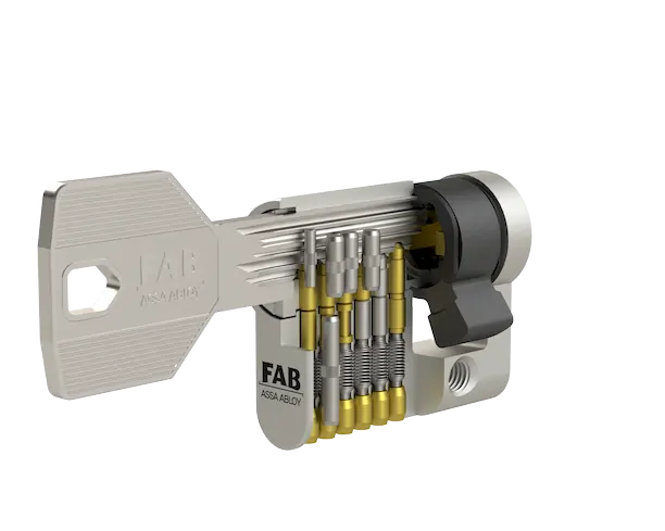 Cylindrická vložka s nastavitelným zubem Assa Abloy FAB 4**** 50+10 mm, RC4/BT4, 5 klíčů, saténový nikl