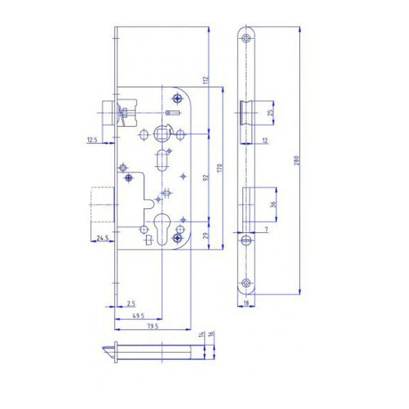 Zadlabací zámek HOBES K 162 PZ, P/L, 92/80 mm