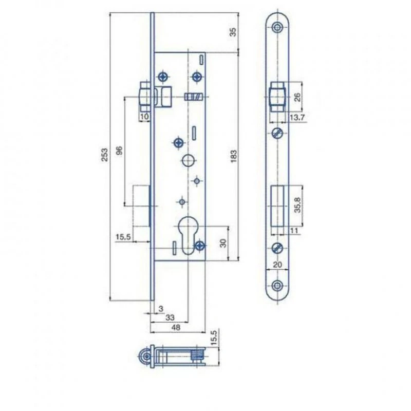 Zadlabací válečkový zámek HOBES BZD 114 BB 72/70 mm