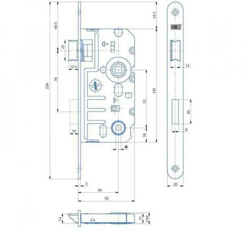 Zadlabací zámek HOBES K242 L WC K242L 72/50/70/20x220