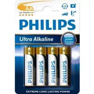 Tužkové baterie Philips Ultra Alkaline AA LR6E4B/10, 4 ks